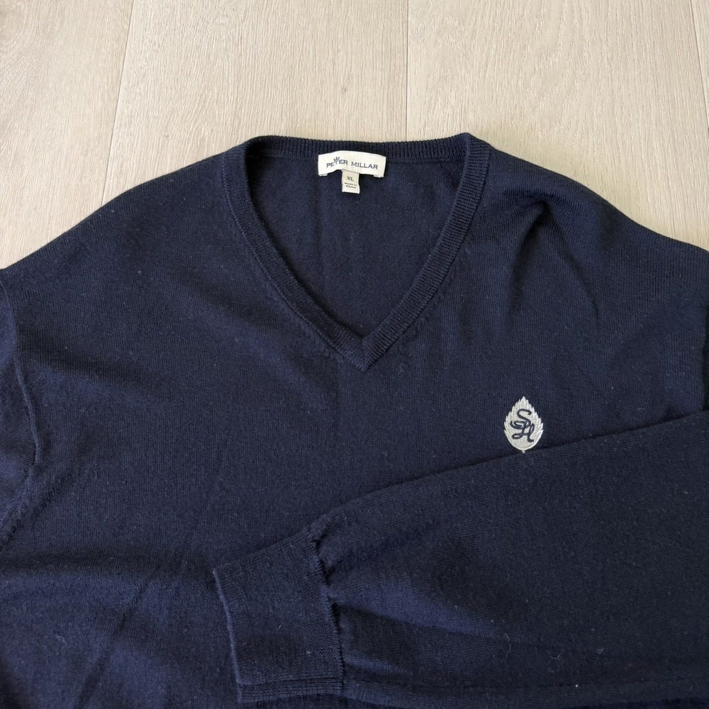 PETER MILLAR Autumn Crest Sweater Navy V-Neck Pullover Crown Soft Men's XL